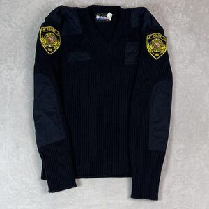 Blauer Police Men's Dark Navy V-Neck Sweater Size XL Made in USA Ribbed Knit